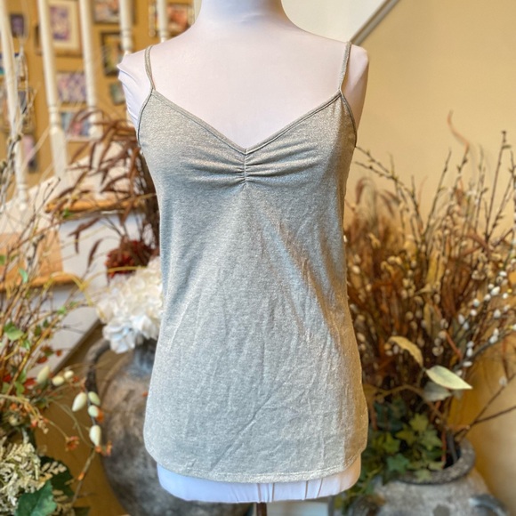 White House Black Market Tops - White House Black Market Medium Silver Sparkle Camisole Tank Shell
